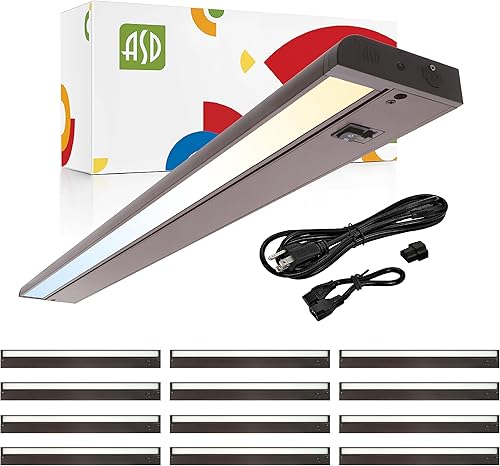 ASD Iluminación LED giratoria para debajo del gabinete, 32 pulgadas, 16 W, cableado o enchufable, 2700 K/3000 K/4000 K seleccionables, luces de