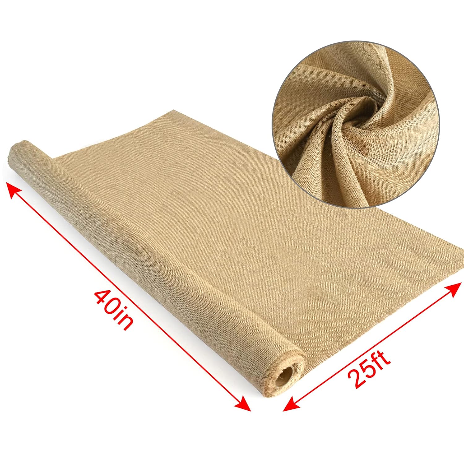40 in. x 25 ft. Natural Burlap Fabric Roll Heavy Duty Weed Barrier, Tree Wrap, GProtection Rustic Decor