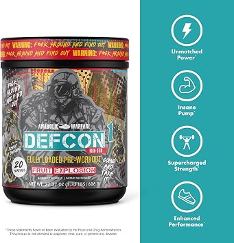 Anabolic Warfare Defcon1 High Stim, High-Intensity Pre-Workout Powder (Fruit Explosion, 20 Servings)