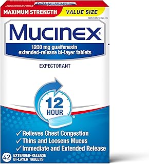 Mucinex Chest Congestion Maximum Strength 12 Hour Extended Release Tablets Relieves Chest Congestion Caused by Excess Mucu...