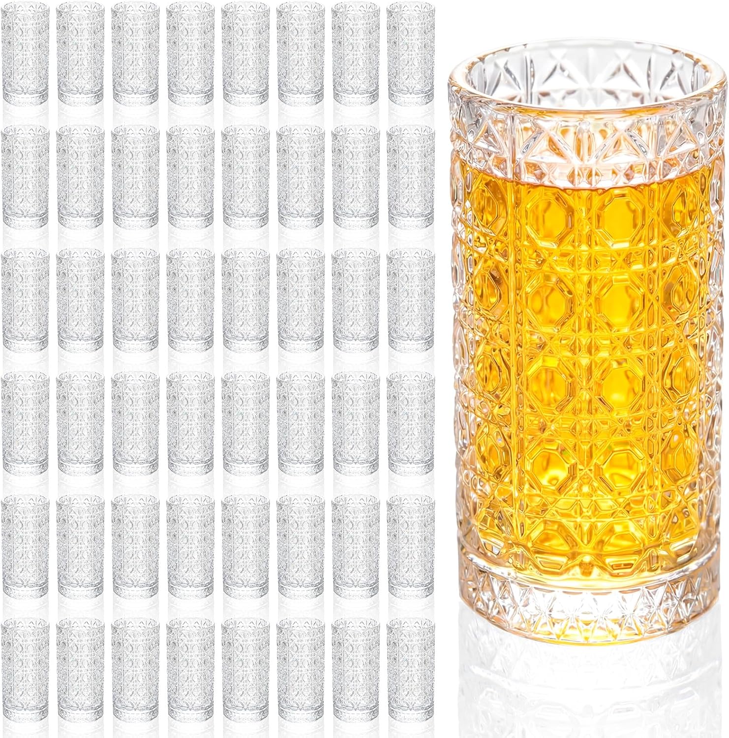 48 Pcs Shot Glasses Bulk 1.4 oz Small Vintage Shot Glasses with Heavy Bottom Mini Whiskey Glass Cups for Liqueur Spirits Bar Tequila Clear Glassware for Wedding Party