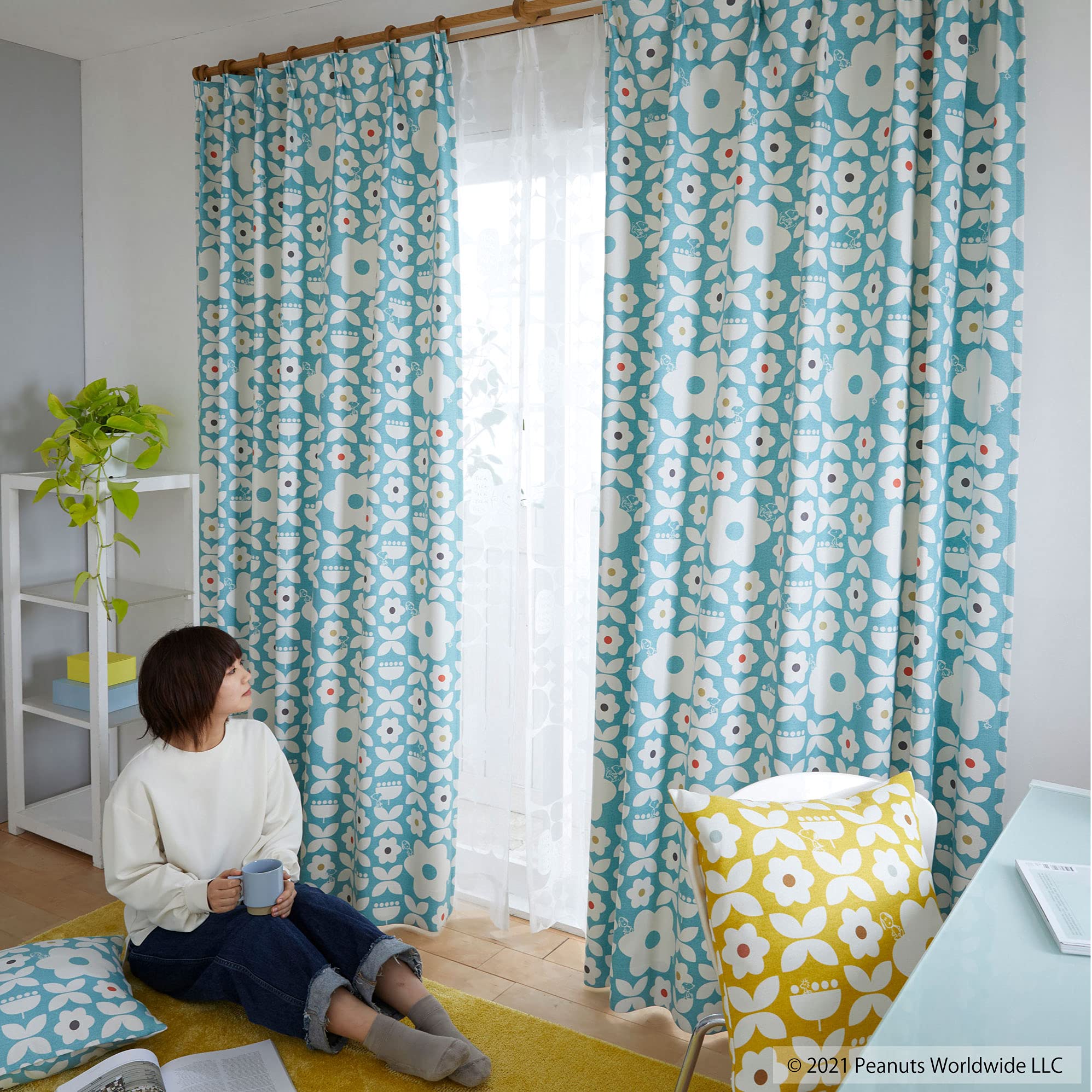 Amazon｜スミノエ(Suminoe) セミオーダーカーテン ブルー 幅115cm ×丈