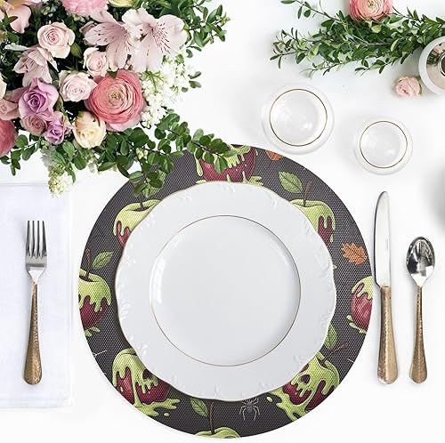 Miniatura 5 de Playful Skull Fruit Printed Round Placemat, Washable Placemat Heat Resistant for Kitchen one sizex6