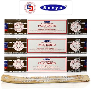 Satya Palo santo Incense Sticks, Satya sai baba Insenses 15gmx3 (45 gm) pack with Raajsee Incense holder Bundle, Satya Nag champa Natural Incense