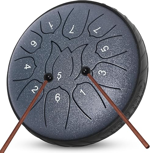 Tambor de lengua de acero con 11 notas de 6 pulgadas con bolsa de tambor, libro de música, mazos de tambor, soporte para mazo, púas de dedos