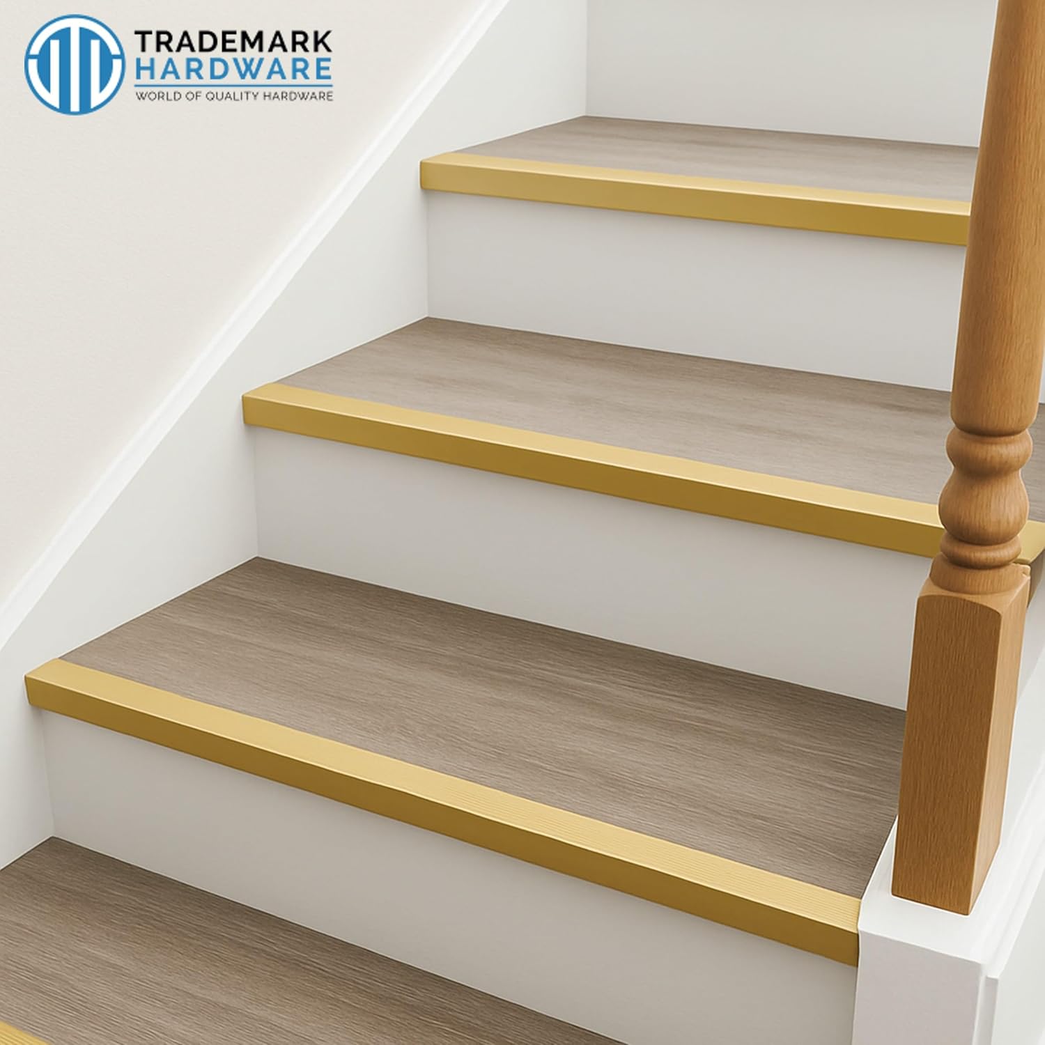 Stair Nosing, Stair Edge Protector, 48" Long Stair Nose Molding - Gold Finish - 48"