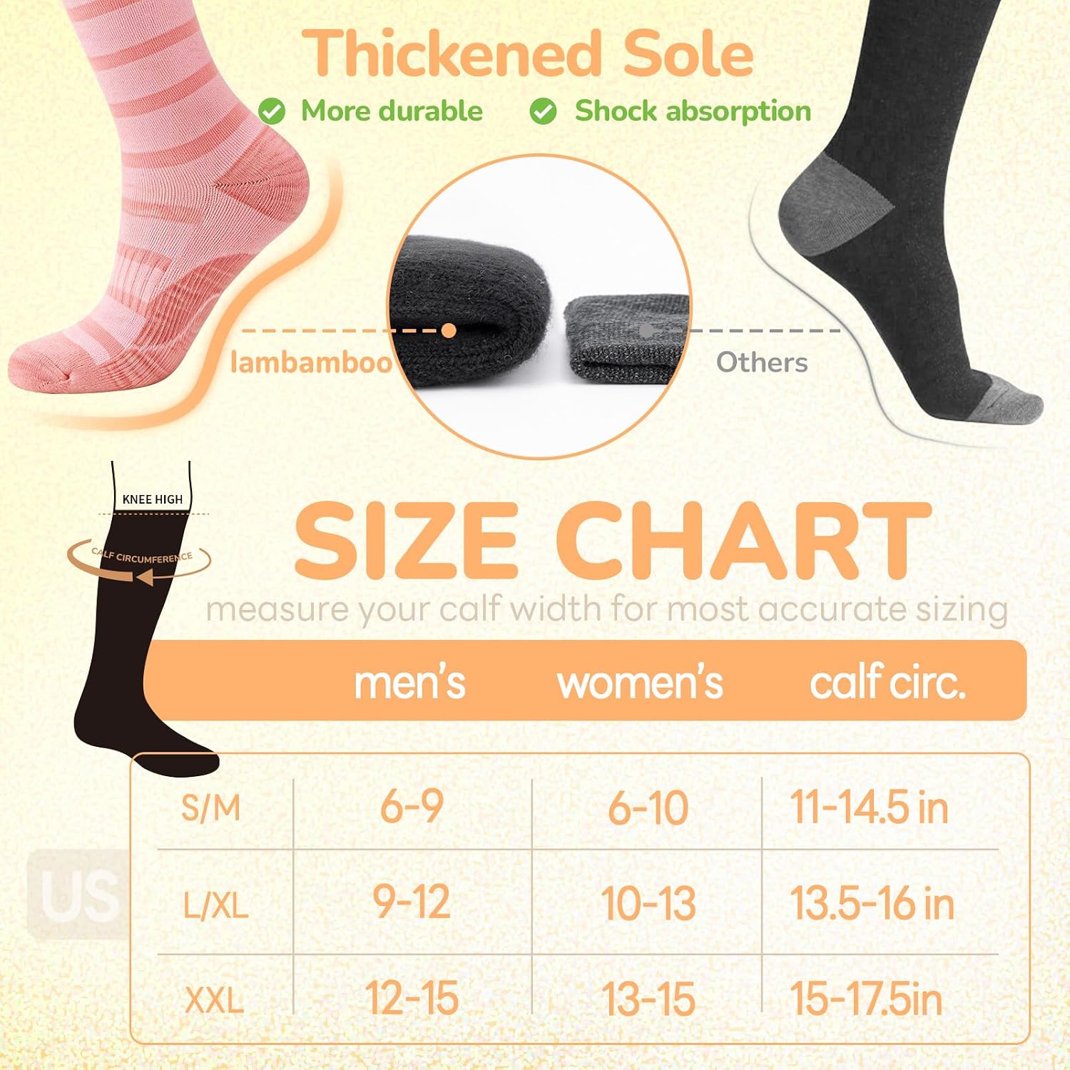 Merino Wool Compression Socks for Women Men 15-20 mmHg for flying thumbnail