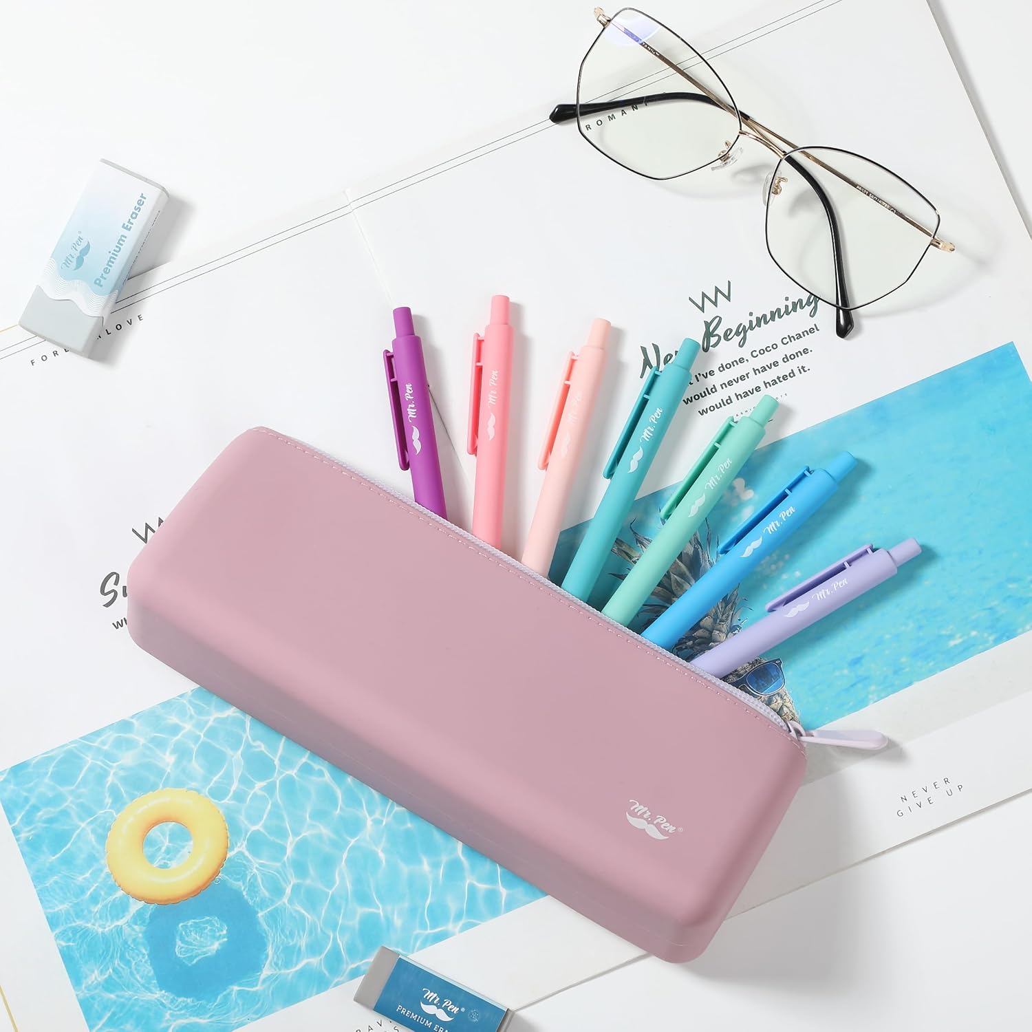 Mr. Pen- Silicone Pencil Case Pouch, Dusty Pink