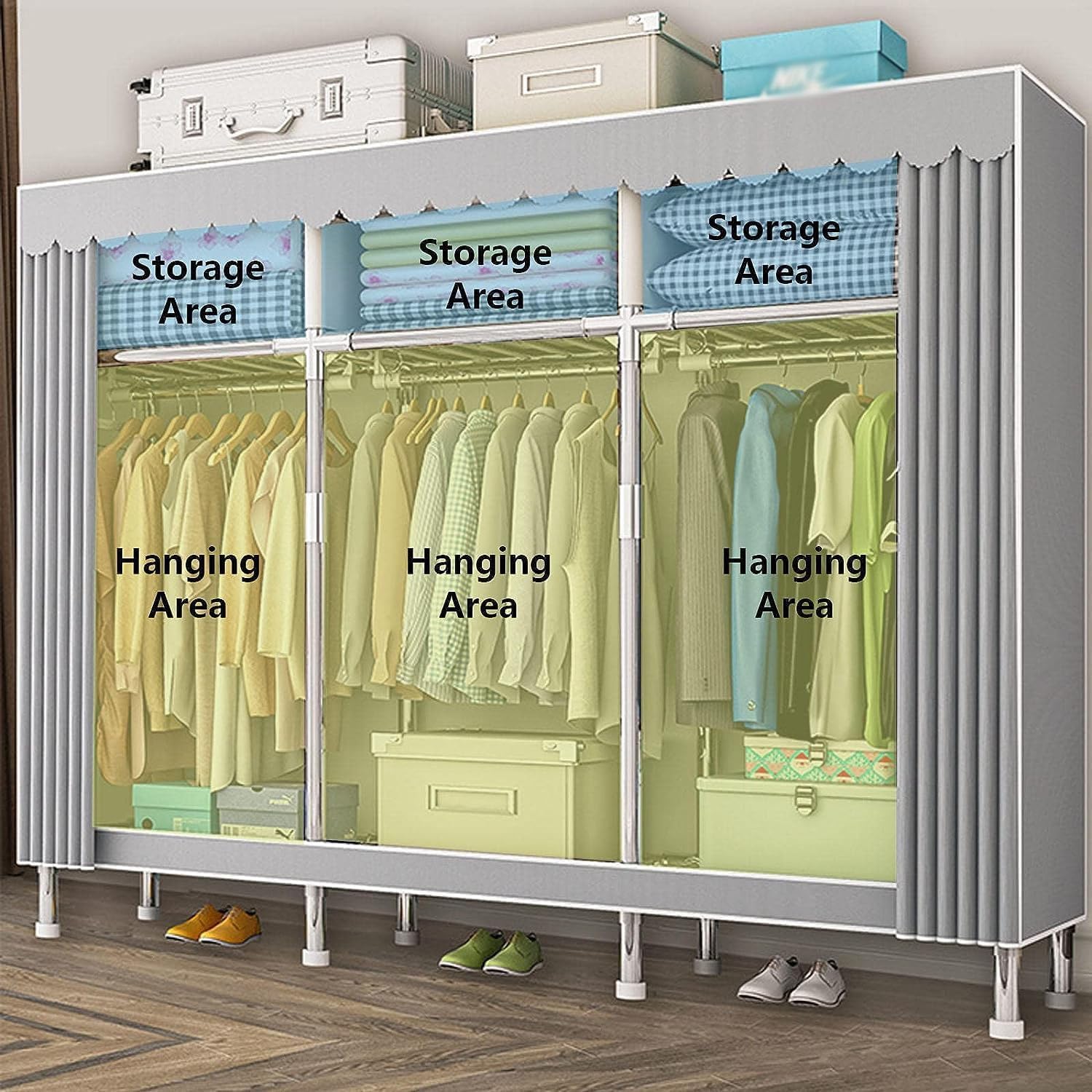 Wardrobe Closet Schrank Tragbarer Kleiderschrank, Freistehender Schrank-Organizer Mit Abdeckung Für Aufhängen Und Aufbewahren Closet Aufbewahrungsschrank(84 * 46 * 173cm)