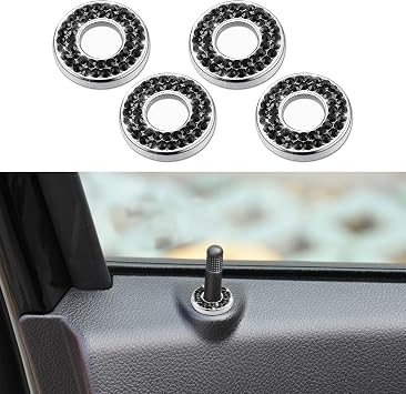 HAOBO 4PCS Bling Car Door Lock Cover, Car Door Bolt Cover, Bling Inner Doors Lock Pull Stickers, Rhinestones Cars Pull Rod Bolt Decoration Covers Interior Accessories Compatible with A/B/C/E Class