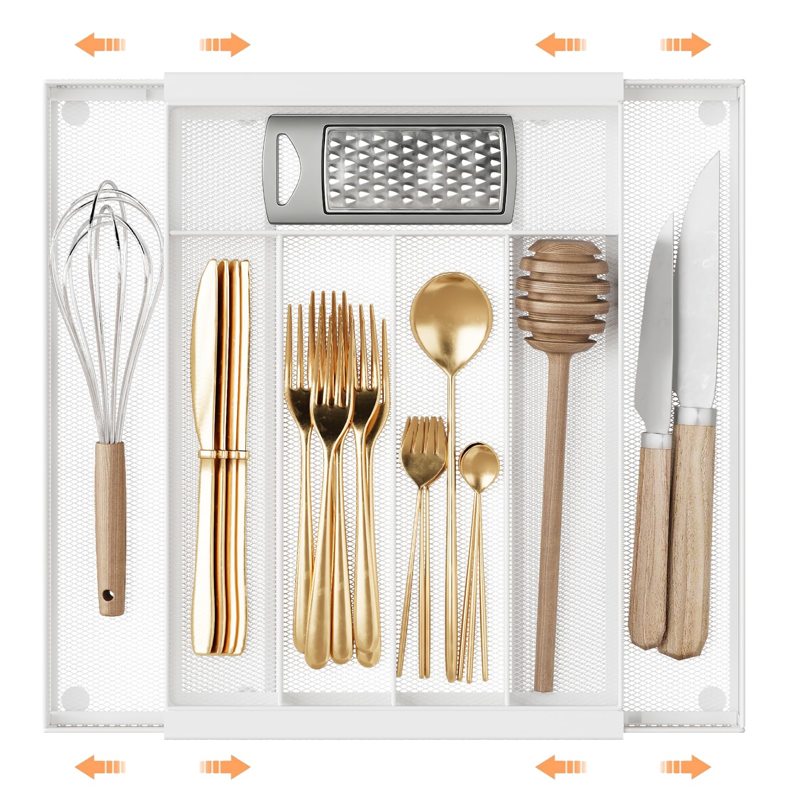 Sedegn Expandable Kitchen Utensil Organizer - 9.6" to 16.1" Adjustable Cutlery Tray with…