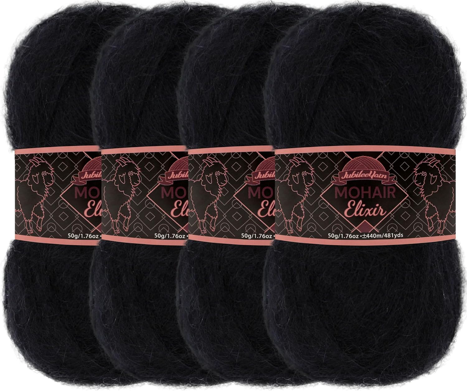 JubileeYarn Mohair Elixir Yarn - 50g/Skein Baby Wool Blend - Chocotini - 4 Skeins
