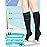 Athbavib 2 Pairs Compression Socks for Women & Men with Zipper 15-20 mmhg, Wide Calf Open Toe Plus Size Compression Socks Men, Knee High Compression Stockings for Flying Nurses Pregnant Women Travel