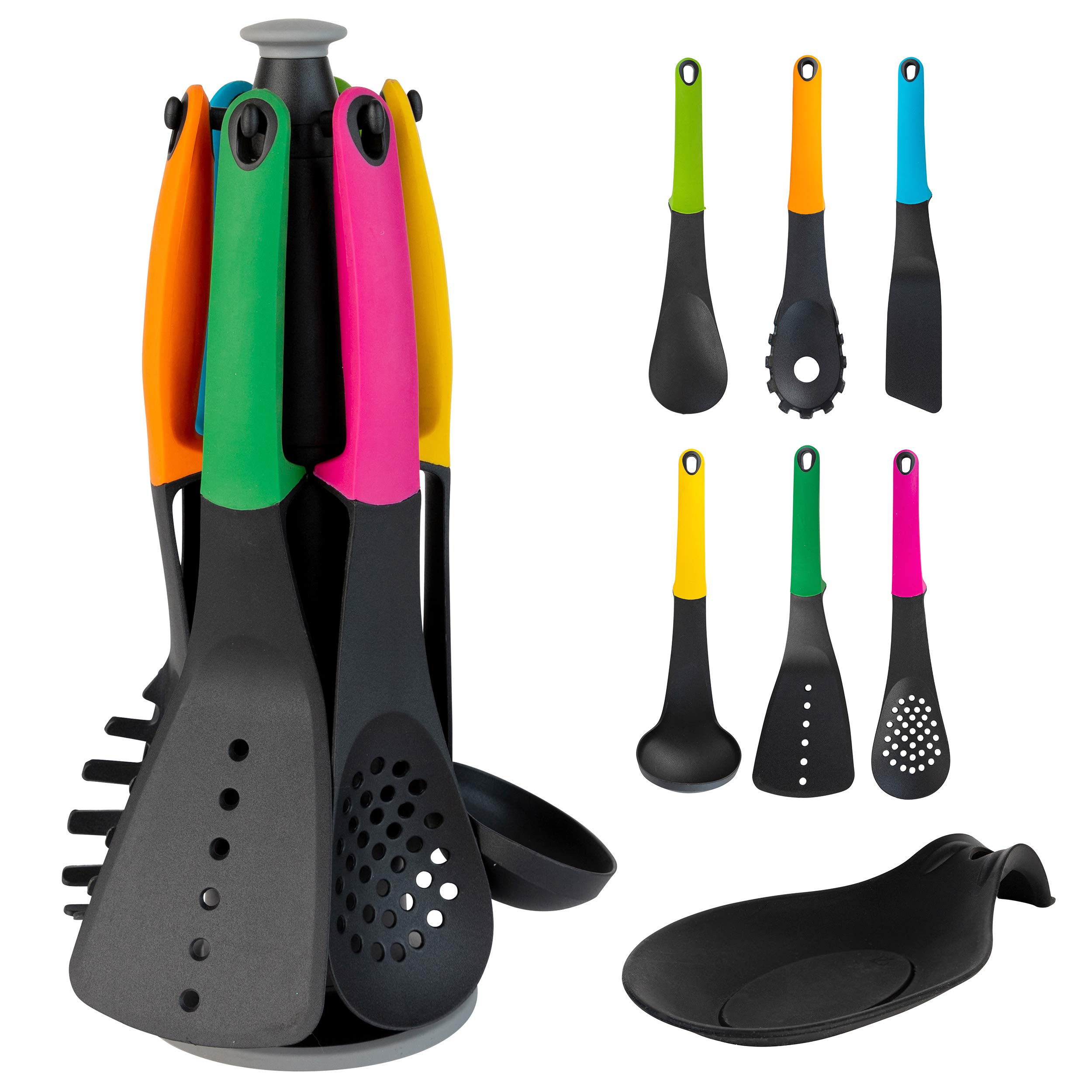 Eggssentials Kitchen Utensil Set – 8 Piece BPA-Free Silicone Cooking Utensil Set with Spoon Rest