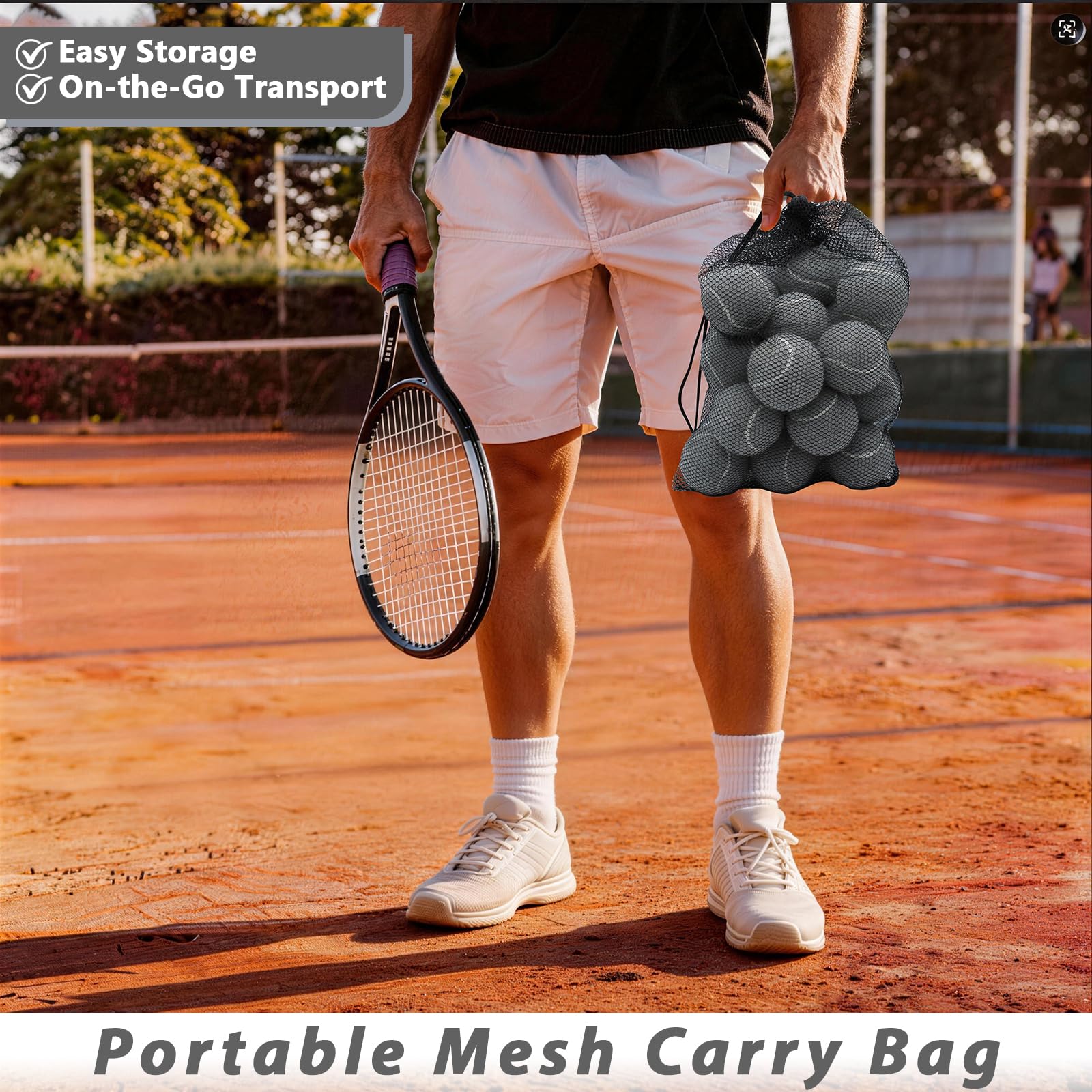 Palline da tennis, confezione da 18 palline da tennis con borsa a rete per un facile trasporto, palline da gioco per cani e animali domestici, adatte per palline da allenamento