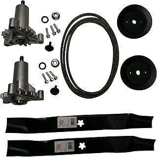 Best Mr mower parts deck rebuild kit for craftsman poulan Husqvarna included 2 heavy duty spindles 130794, 2 mulcher blades 134149, 2 pulleys 173436, deck belt 144959 95" Review 