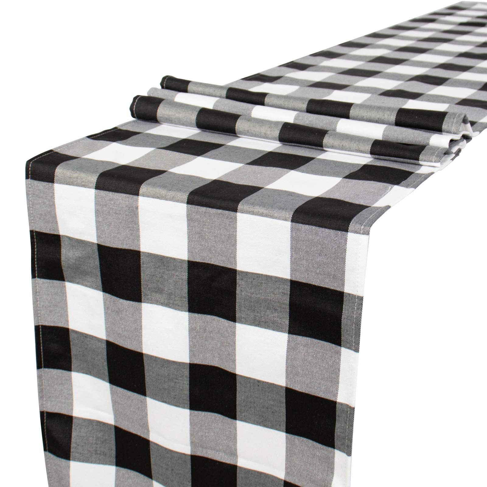 Black & White Buffalo Check Table Runner 14x108 Inch Cotton Linen Blend Farmhouse Coffee Table Runner UK