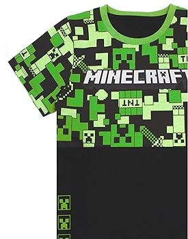 Pigiama Minecraft Ufficiale Per Ragazzi - Maglia E Pantaloncini Con Creeper E Steve - Foto 2