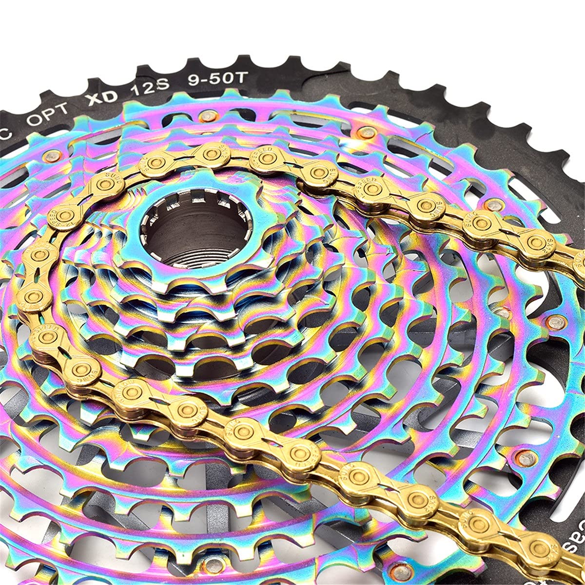 BATLAM Fahrradkette 9/10/11/12-fach Anti-Rost-Fahrradkette Legierung Wiederverwendbare Fahrrad-Umwerferkette Zubehör MTB BMX Fahrrad (Color : Gold, Size : 9S) (Gold 9S)