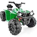 Best Choice Products 12V Kids Ride-On Electric ATV, 4-Wheeler Quad Car Toy w/Bluetooth Audio, 2.4mph Max Speed, Treaded Tires, LED Headlights, Radio - Kelly Green