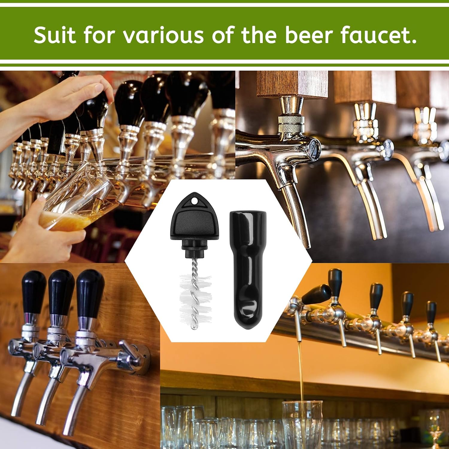 Beer Faucet Cap Kit 30 Pcs, CoiTek 25 Pcs Draft Beer Faucet Plug Brush 5 Pcs Draft Tap Brush Black Rubber Beer Faucet Covers (30)