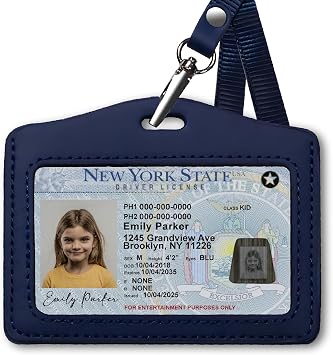 Custom Novelty Drivers License Card Personalized Fake ID Card for Prank with Photo & Info Gag Gift for Adults Includes ID Sleeve NY