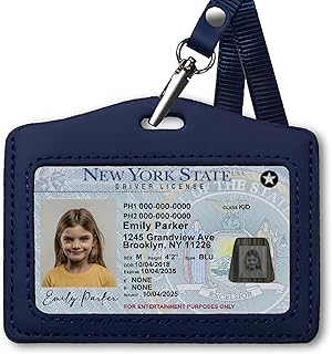 Custom Novelty Driver’s License Card Personalized Fake ID Card for Prank with Photo & Info Gag Gift for Adults Includes ID Sleeve (NY)