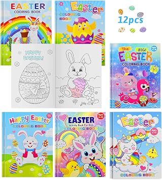 12 Pack Easter Coloring Books for Kids-Easter Day Activity Books for Boys and Girls Ages 2-12, Easters Basket Stuffer Gifts Party Favor Books for Home, School Class Coloring Activity and Decorations