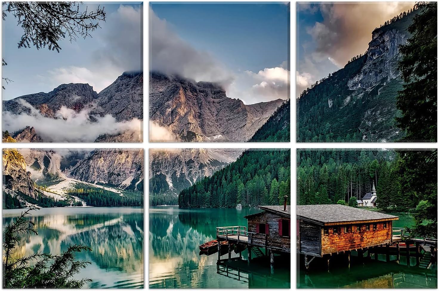 JBERJBER Art Acoustic Panels, Pack of 6 Self-Adhesive Large Wall Art Paintings for Wall Decoration, Sound-Absorbing Panels for Recording Studio, Living Room and Bedroom, 72 x 48 inches, Mountain
