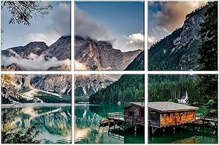 JBER Art Acoustic Panels, 6 Pack Self-Adhesive Large Wall Art Paintings for Wall Decoration, Sound Absorbing Panels for Recording Studio, Living room and Bedroom, 72x48inch(Mountain Cabin) (JB-08)