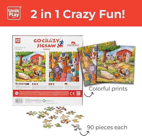 Miniatura 5 de Rompecabezas de dinosaurios  Paquete de 2 rompecabezas para niños, 12 x 12 pulgadas, 90 + 90 piezas  Rompecabezas único y atractivo sin bordes