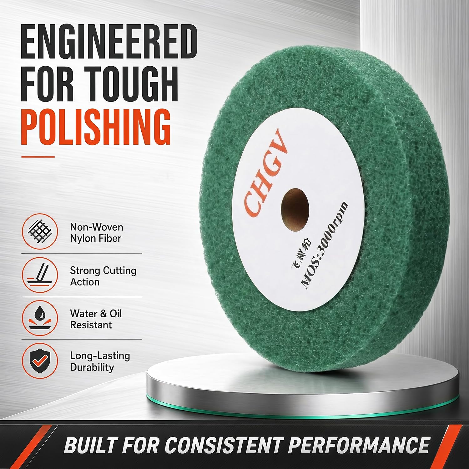 200mm x 25mm Non-Woven Nylon Polishing Burnishing Wheel, 240 Grit Wire Drawing Abrasive Flap Wheels 8" x 1" Polishing Flap Wheel for Stainless Steel Aluminum Copper Wood Metal(Green)
