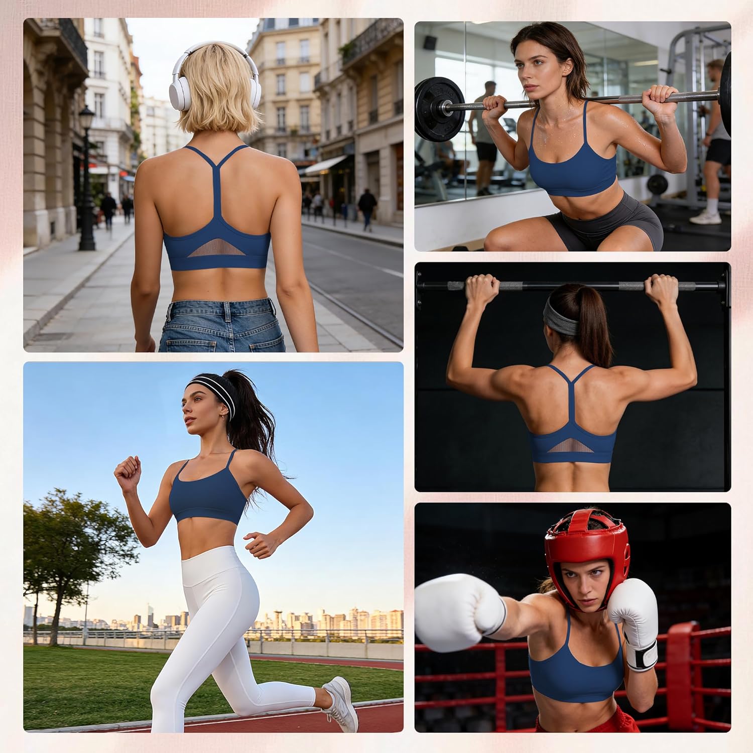 2 Pack Y Back Sports Bras, Racerback Padded Yoga Workout Top with Mesh Panel, Low Impact Bras for Running, Yoga, Gym