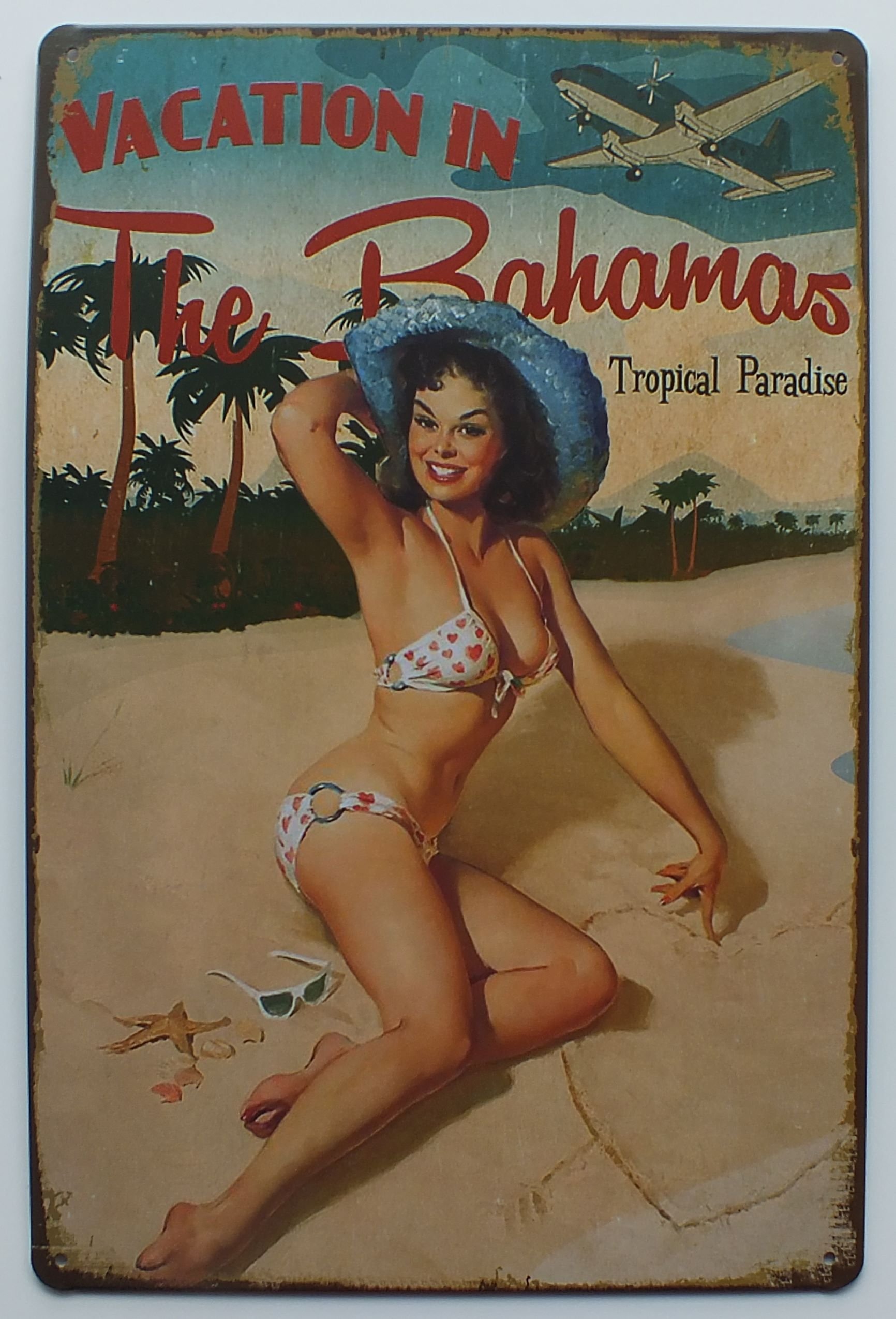 Tin Metal Sign Plaque Pub Bar Vintage Retro Wall Decor Poster Home Club Tavern Door Wall (30 x 20 cm) - UK Company (117 Bahamas Vacation) โ image 1