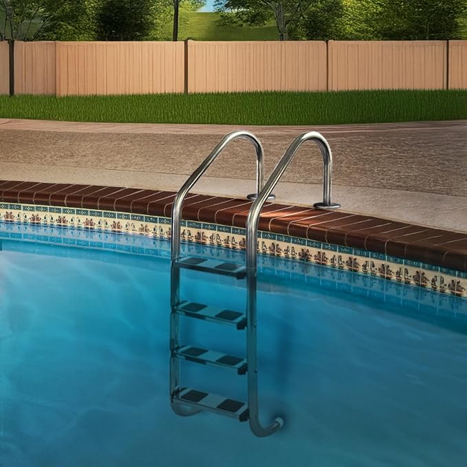 Escalera para piscina de acero inoxidable 4 peldaños 72 pulgadas miniatura 2