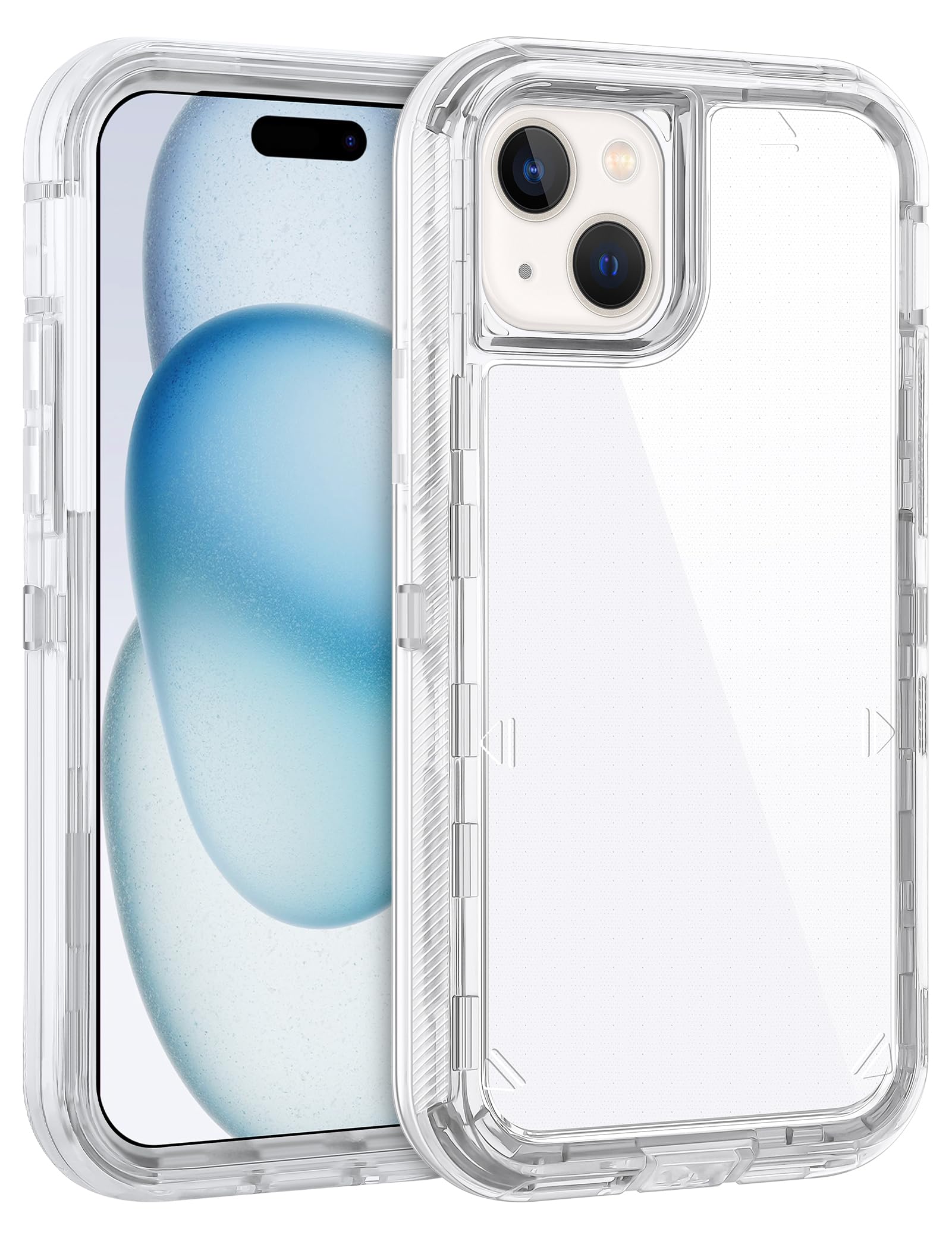 WOLLONY for iPhone 88 Plus Clear Case 3 in 1 Hybrid Heavy Duty Protection Shockproof Hard Bumper Anti-Drop Full Body Protective Cover Transparent Rubber Anti-Scratch Case for iPhone 88 Plus 6.7 inch