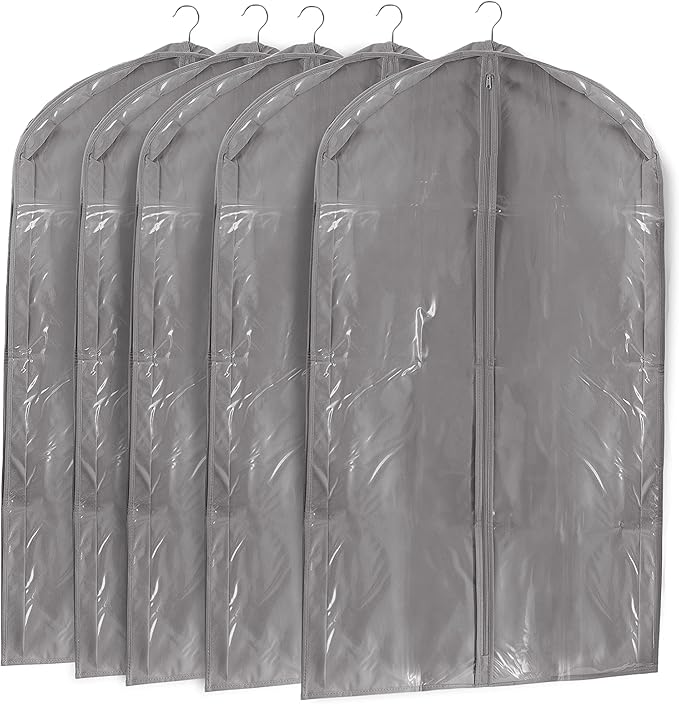 Amazon Basics Fabric Garment Bags, Gray 5Pack Home & Kitchen