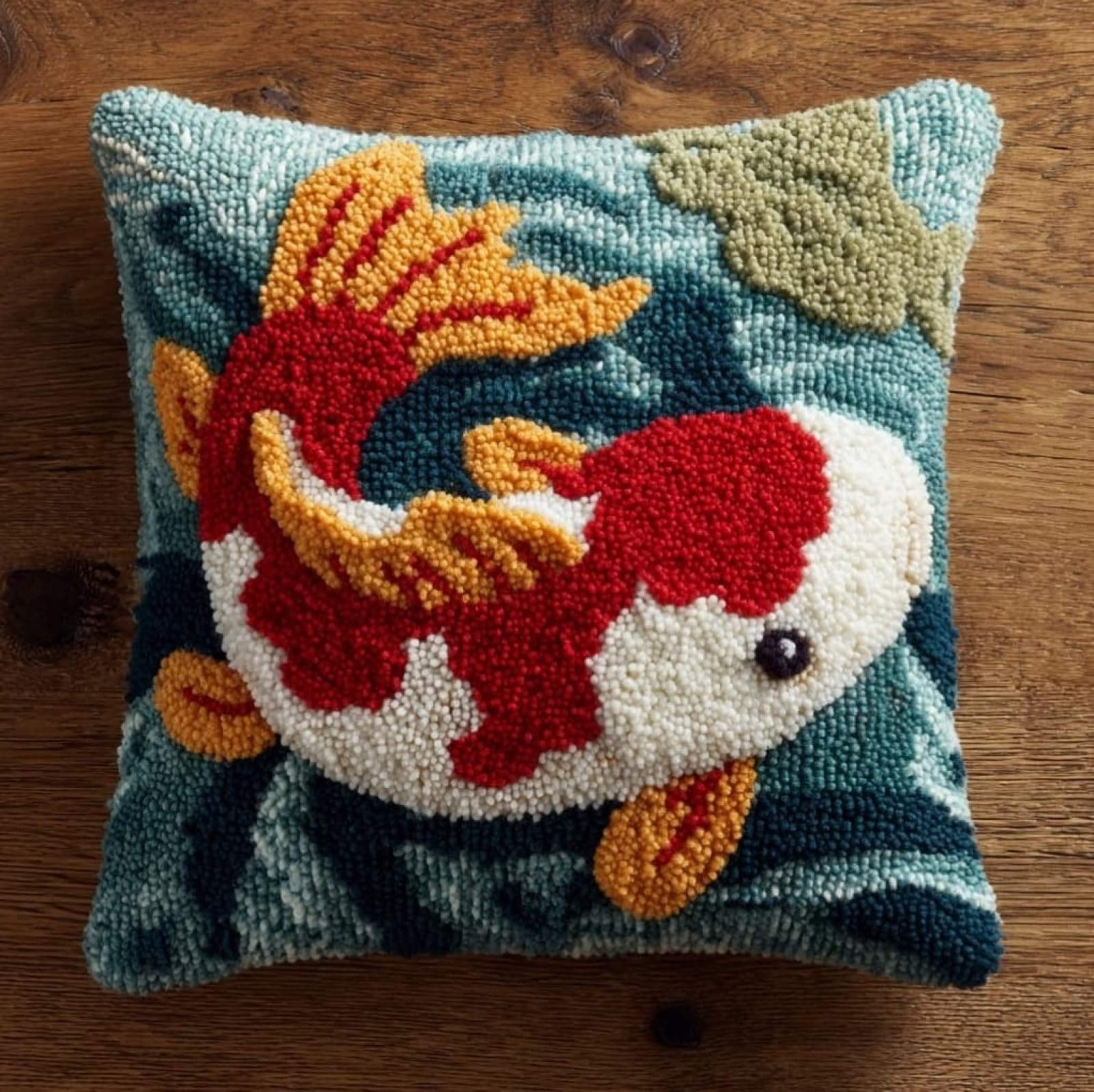 WallustrioaW Latch Hook Pillow Kits Pillow Cover,Koi Fish