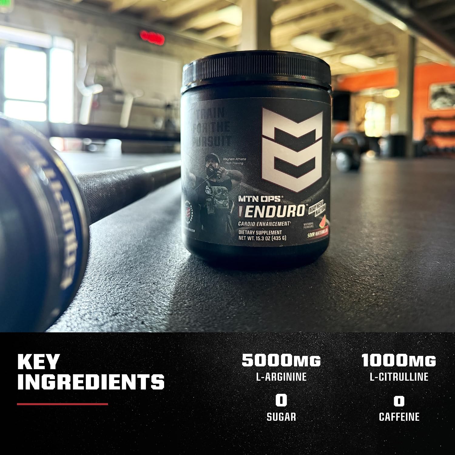 MTN OPS Enduro Nitric Oxide Pre Workout Powder Zero Sugar Stimulant Free Preworkout Caffeine Free with L Arginine L Citrulline Pump Formula 30 Servings Sour Watermelon