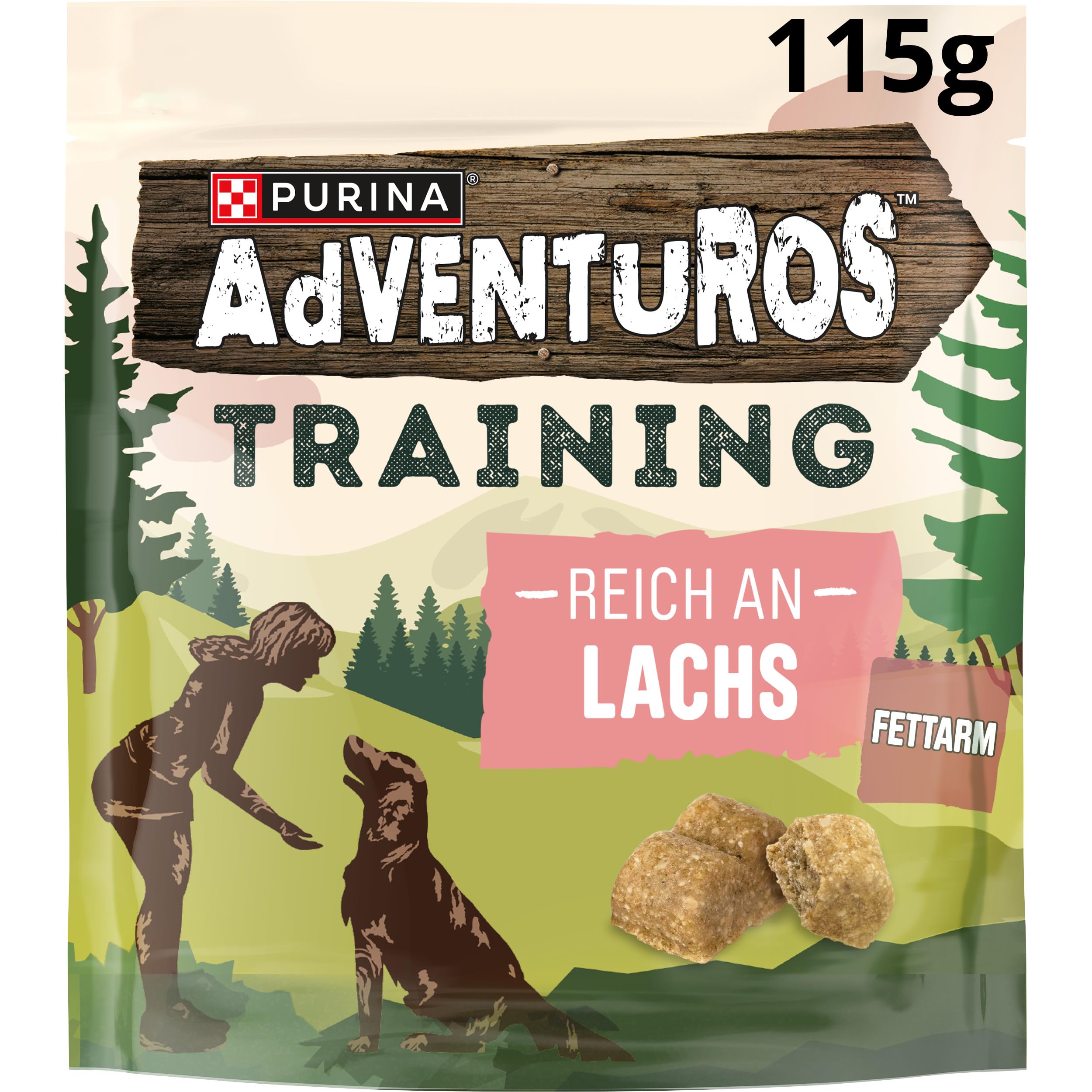 Adventuros Training Hundeleckerlis, reich an Lachs, 6er Pack (6 x 115g)