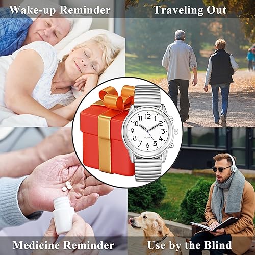 Miniatura 15 de VOYTEL - Reloj de hablar atómico para hombre – Se establece alarma que habla la hora, el día y la fecha para ancianos, problemas de vista o ciegos