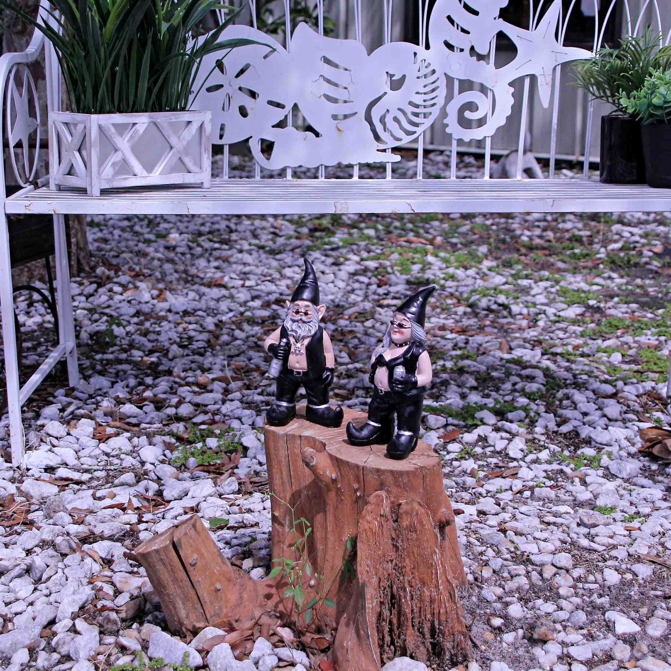 Zeckos Gnoschitt and Gnofun - Statue di gnomo da giardino per motociclisti, altezza 17,5 cm, divertenti decorazioni per interni ed esterni