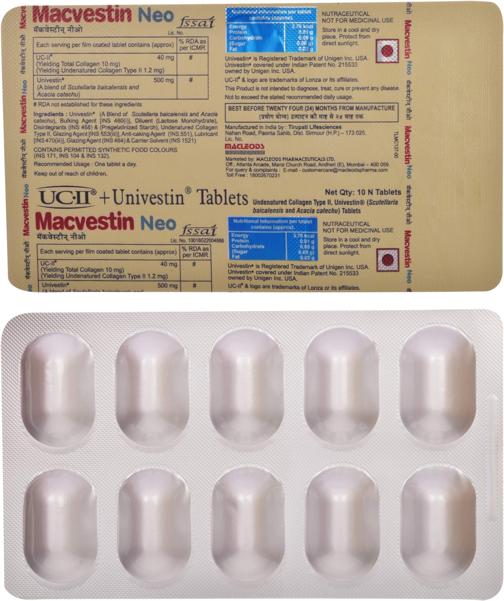 Macvestin Neo - Blister Pack of 10 Tablets