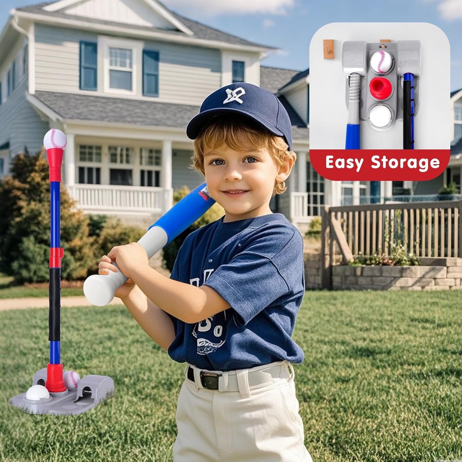 Tball Set, Tee Ball Set, Kids Baseball Bat, Tball Set for Toddlers 3-5, Toddler Baseball Bat, T Ball Sets for Kids 3-5 Boy, Blue
