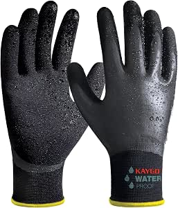 KAYGO Waterproof Work Gloves, Non-Slip Double Latex Coated, KG150