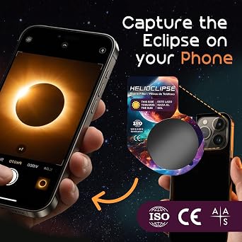 Helioclipse 6 Pack Solar Eclipse Glasses 2026 ISO 12312-2 Certified - Solar Eclipse Viewing Glasses UK - Solar Glasses & 1x Phone Filter