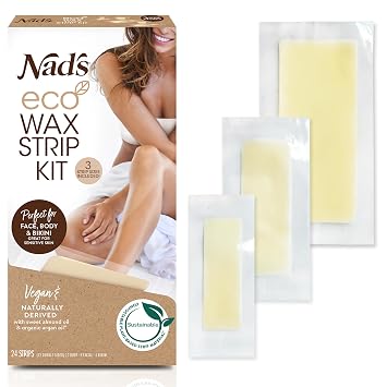 Nad's Wax Kit - All Skin Types - Women's Hair Removal with 8 Facial, 12 Body, and 4 Bikini Strips