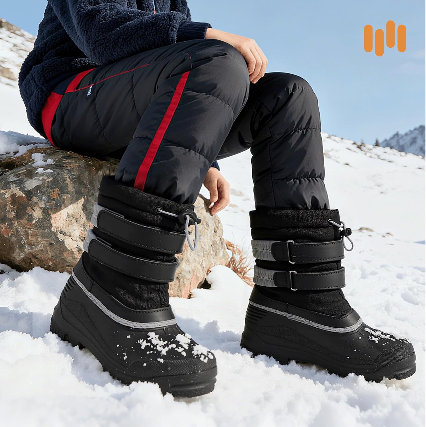 Hehainom Boys Girls Snow Boots for Kids Warm Winter Shoes Water-Resistant Anti-Slip Outdoor Little Big Kids Girls Boots