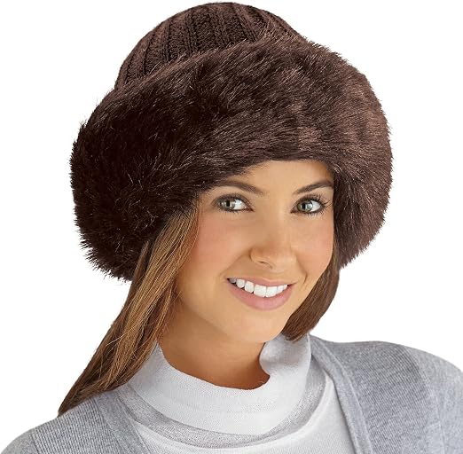 Faux Fur Trimmed Winter Fashion Hat 