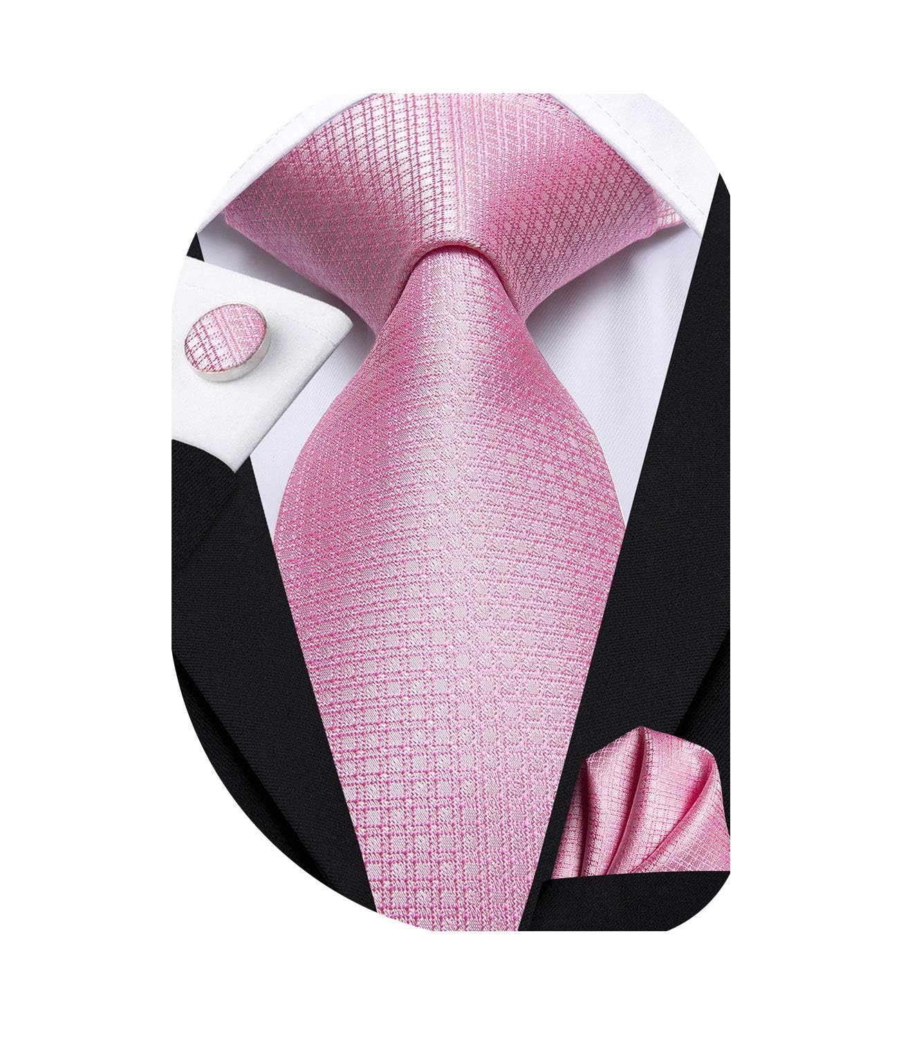 Dubulle Mens Paisley Striped Tie WOVEN Necktie for Men and Handkerchief Cufflinks Set Wedding Formal Business